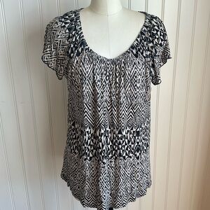 Black and Tan Flutter Sleeve Top